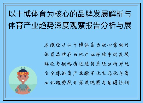 以十博体育为核心的品牌发展解析与体育产业趋势深度观察报告分析与展望
